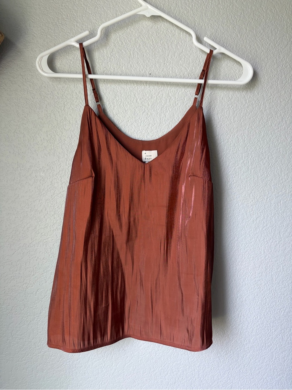 Silky Crinkle Rust Satin Cami Top